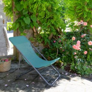 Lafuma Maxi Transat 4 Position Recline, Lockable Angle Folding Outdoor Camping Steel Batyline Mesh Sling Lounge Chair, Chlorophyll (2 Pack)