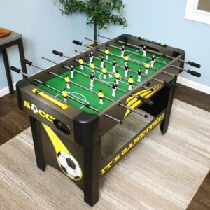 Sunnydaze Indoor Classic Style Foosball Soccer Game Table with Manual Scorers - 48" - Black and Yellow