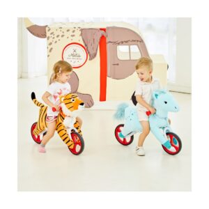 Wonder&Wise Kid's Animal Plush Toddler 20.5 Inch Tall Adjustable Training Balance Bike Ride On Toy, Ages 2 Years Old to 5 Years Old, Tiger