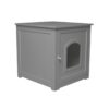 zoovilla Kitty Litter Loo Indoor Hidden Litter Box Enclosure Furniture, Litter Box Cabinet with Framed Panels and Arched Doorways, Gray