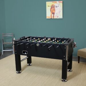 Sunnydaze Indoor Modern Style Foosball Soccer Game Table with Drink Holders and Manual Scorers - 55" - Black