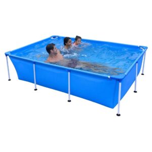 JLeisure Avenli 17773 Outdoor Backyard 10 x 6.5 x 2 Feet Above Ground Rectangular Steel I Frame Swimming Pool with Repair Kit, Blue (2 Pack)