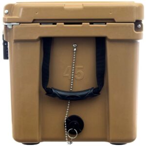 Driftsun Heavy Duty Rotomolded Thermoplastic UV Resistant Portable 45 Quart Insulated Hardside Ice Chest Beverage Cooler, Tan