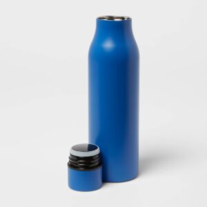 20oz Stainless Steel Vacuum Water Bottle Solid Matte Blue Dolphin - Room Essentials™
