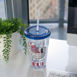Just Funky Cuphead One Rough/Tough Cup 16oz Carnival Cup w/ Straw & Lid