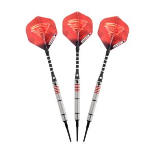 Elkadart Tornado 90% Tungsten Soft Tip Dart Set 4 Red and 2 Black Rings 18 Grams
