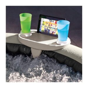 Intex 28520E Tablet Mobile Phone Spa Tray Accessory with White LED Light Strip and Cupholders for Smart Phone or Tablet, White