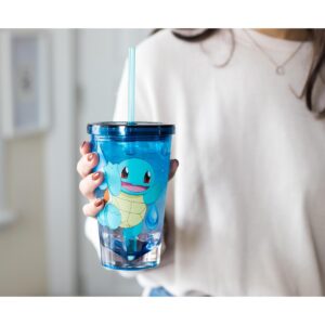 Just Funky Pokemon Squirtle 16oz Plastic Carnival Cup Tumbler with Lid and Reusable Straw