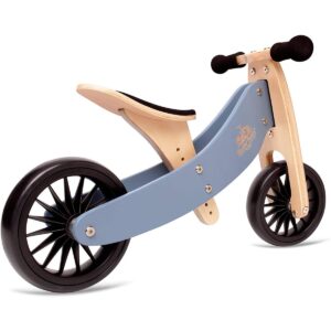 Kinderfeets Children's Riding Toy Bundle with Black Adjustable Sport Toddler/Kids Bike Helmet and Tiny Tot PLUS 2-in-1 Balance Bike and Tricycle, Blue