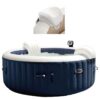 Intex 28405E PureSpa 4 Person Home Inflatable Portable Heated Round Hot Tub 58" x 28" with 120 Bubble Jets, Heat Pump, and Soft Foam Headrest