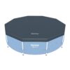 Bestway 58036E Flowclear Round PVC 10 Foot Pool Cover with Drain Holes for Above Ground Steel Pro and Power Steel Frame Swimming Pools, Black