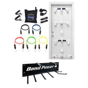 Bodylastics 12 Piece Exercise Equipment Max Tension Bundle Set with Ultra Door Anchor System, Handles, Weight Resistance Bands, and Steel Wall Rack