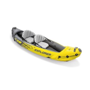 Intex Explorer K2 2-Person Kayak Inflatable Set with Aluminum Oars and High Output Air Pump, Yellow