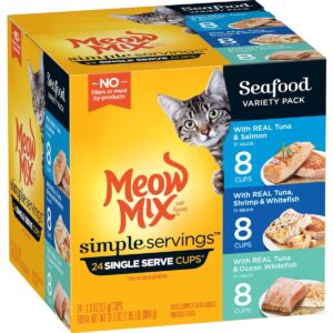 Meow Mix Simple Servings Seafood In Sauce Wet Cat Food - 1.3oz/24ct Variety Pack