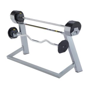 MX Select MX80 Rapid Change Home Fitness Weight Barbell System with Straight Bar, EZ Curl Bar, Weight Plates, and Storage Rack