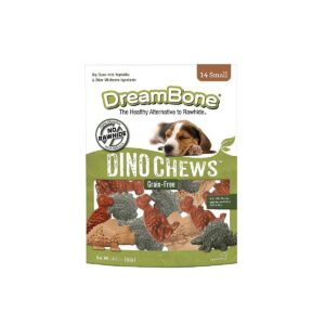 DreamBone Rawhide Free Dino Chews Grain Free Chicken and Vegetable Dog Treats 14ct