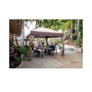 Z- Shade 12 x 12 Foot Lawn, Garden, and Outdoor Event Portable Canopy Tent with Stylish Skirts, Rolling Bag, and Reliable Stake Kit, Tan