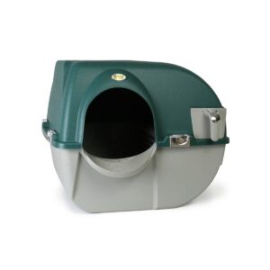 Omega Paw VM-RA15-1-PR Premium Roll N Clean Plastic Self Cleaning Enclosed Cat Kitten Self Separating Litter Box, Forest Green