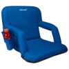 Driftsun Foldable Stadium Seat for Bleachers with Back Support, Reclining Stadium Chair for Bleachers Lawns and Backyards, 20 Inch Width, Blue