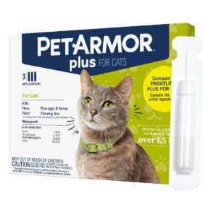 PetArmor Plus Flea and Tick Topical Treatment for Cats - Over 1.5lbs - 3 Month Supply