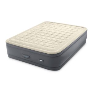 Intex Premaire II Elevated Queen Air Mattress with Fiber-Tech and Electric Pump - Gray