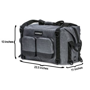 IceMule 1602-SG Traveler Large Foldable Portable Soft Sided Zipper Top 35 Liter 36 Can Lightweight Insulated Waterproof Leak Proof Backpack Cooler Bag