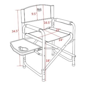 Timber Ridge Indoor Outdoor Portable Lightweight Aluminum Frame Folding Camping Directors Chair with Side Table and Cup Holder