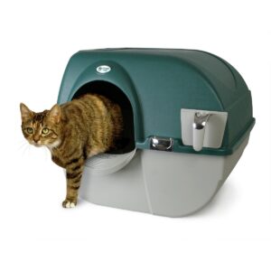 Omega Paw VM-RA15-1-PR Premium Roll N Clean Plastic Self Cleaning Enclosed Cat Kitten Self Separating Litter Box, Forest Green