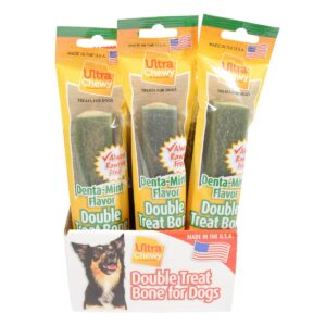 Ultra Chewy Dental Treat Double Bones Denta-Mint Flavor Single Dry Dog Treat - 2.8oz