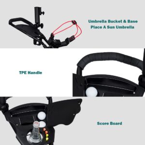 Costway Foldable 3 Wheel Steel Golf Pull Push Cart Trolley Club w/ Umbrella Holder
