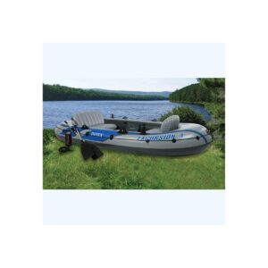 Intex Excursion 4 Person Inflatable Rafting and Fishing Boat Set with 2 Oars