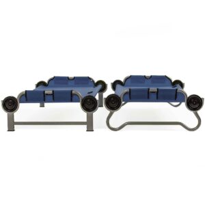 Disc-O-Bed Youth Kid-O-Bunk 62 x 28 Inch Portable Folding Bunked Double Camping Cot Bed with 2 Organizers and 2 Carry Bags, Navy Blue