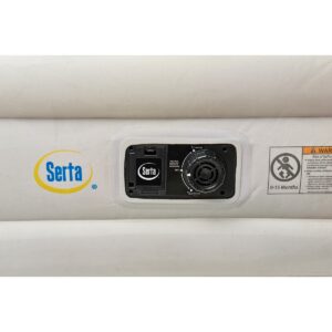 Serta Never Flat Fabric Series Raised with Internal Pump and Plush Air Mattress- 18" Queen (Beige)