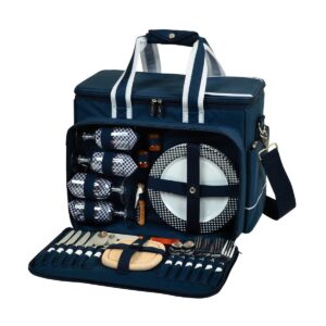 Picnic at Ascot- Ultimate Insulated Picnic Cooler with Service for 4 - Navy