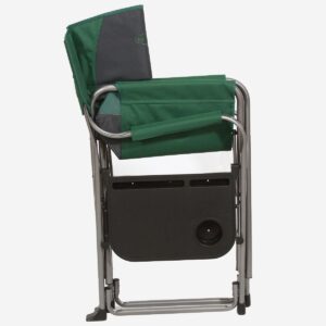 Kamp-Rite KAMP CC103 Director's Chair Outdoor Furniture Camping Folding Sports Chair with Side Table and Cup Holder, Green/Gray