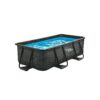 Summer Waves P41005321 10 x 4.9 Foot 32 Inch Deep Dark Herringbone Print Liner Elite Metal Frame Rectangular Above Ground Pool w/ Filter Pump & Ladder
