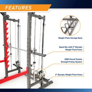 Marcy Pro Smith Machine Weight Bench Home Gym Total Body Workout Training System