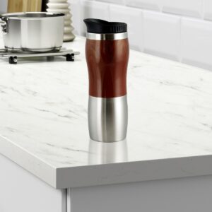 Gibson Home Monaco Cafe 15 Ounce Stainless Steel Thermal Insulated Travel Mug Cup with Lid