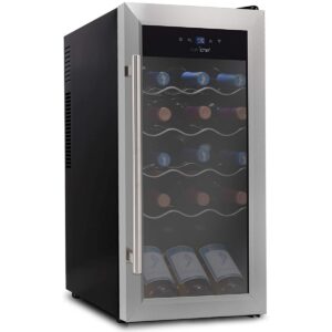 NutriChef Digital Electric 18 Bottle Adjustable Temperature Thermoelectric Freestanding Wine Chiller Cooler Cabinet Fridge, Black (2 Pack)