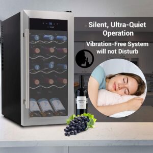 NutriChef Digital Electric 18 Bottle Adjustable Temperature Thermoelectric Freestanding Wine Chiller Cooler Cabinet Fridge, Black (2 Pack)