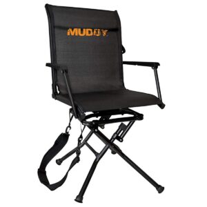 Muddy MGS400 Flex Tek Swivel-Ease Portable Adjustable Comfortable Ground Camping & Hunting Seat, Black (2 Pack)