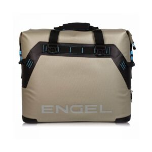 Engel Coolers High Performance 30 Liter Waterproof Soft Sided Cooler Tan Bag with Adjustable Shoulder Strap, Bottle Opener, & Water Resistant Fabric