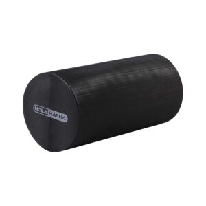HolaHatha Portable Solid High Density EVA Foam Roller for Deep Tissue Back Massage, Calf Therapy, Glute Massaging, Back Pain, and Leg Recovery, Black