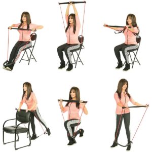 BodyGym All in 1 Portable Home Gym Full Body Exercise Resistance Bar Kit with Adjustable Resistance Band, Tape Measure, Storage Bag, & 2 Workout DVDs