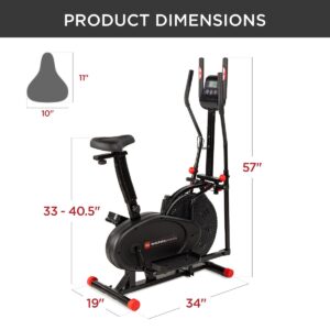 Best Choice Products 2-in-1 Elliptical Trainer Exercise Bike w/ LCD Screen, Adjustable Seat, 220lb Capacity