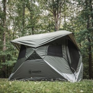Gazelle T3X GT301GR 3 Person Pop Up Lightweight Portable 3 Season Camping Hub Tent with Easy Setup, Storage Pockets, and Gear Loft, Alpine Green
