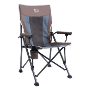 Timber Ridge Indoor Outdoor Portable Lightweight Folding Camping High Back Lounge Chair with Cup Holders, Earth (2 Pack)