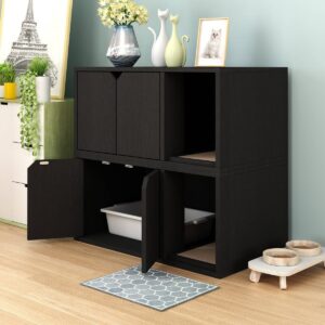 Way Basics Eco Cat Litter Box Enclosure - Black Wood Grain