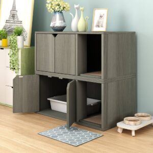 Way Basics Eco Cat Litter Box Enclosure - Gray Wood Grain