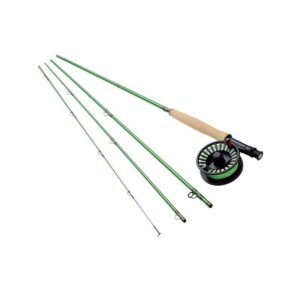 Redington 490-4 VICE 4 Line Weight 9 Foot 4 Piece Lightweight Fly Fishing Carbon Fiber Rod and Aluminum Reel Combo with Line and Case, Green
